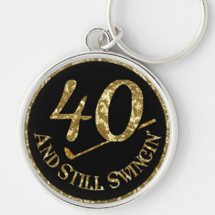 40 And Still Swingin' Golf Balls Key Ring