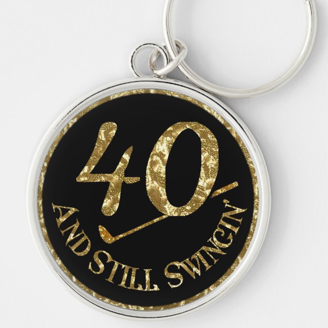 40 And Still Swingin' Golf Balls Key Ring (Front)