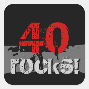 40 Birthday - 40 Rocks! Grunge Red and Black Square Sticker