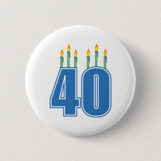 40 Birthday Candles (Blue / Green) 6 Cm Round Badge