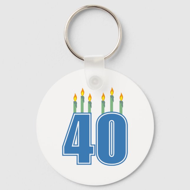 40 Birthday Candles (Blue / Green) Key Ring (Front)