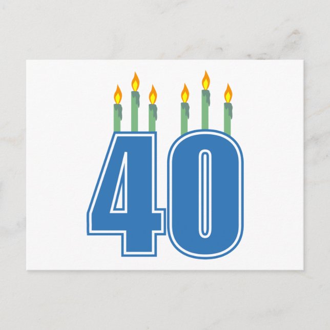40 Birthday Candles (Blue / Green) Postcard (Front)