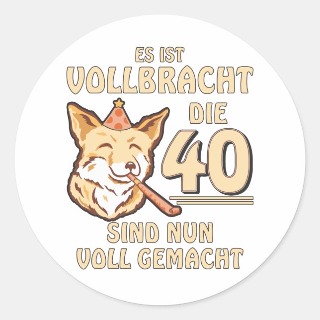 40 BIRTHDAY CLASSIC ROUND STICKER (Front)