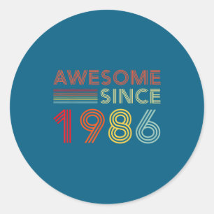 40 Birthday Decorations Men 40yr Awesome 1986 40th Classic Round Sticker