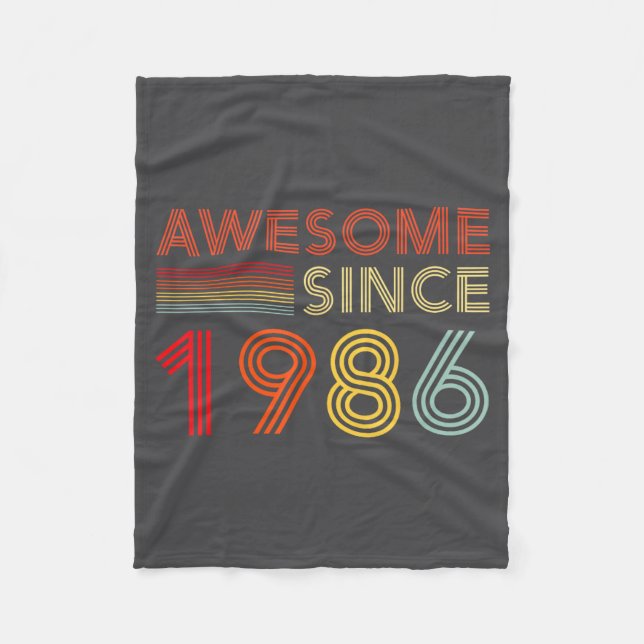 40 Birthday Decorations Men 40yr Awesome 1986 40th Fleece Blanket (Front)