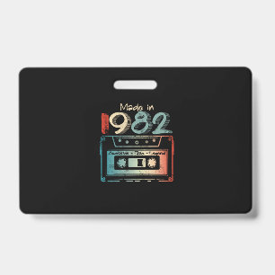 40 Birthday Gifts Year Old Made in 1982 Cassette ID Badge