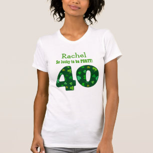 40 Birthday Lucky Shamrock Number Custom Name V10S T-Shirt