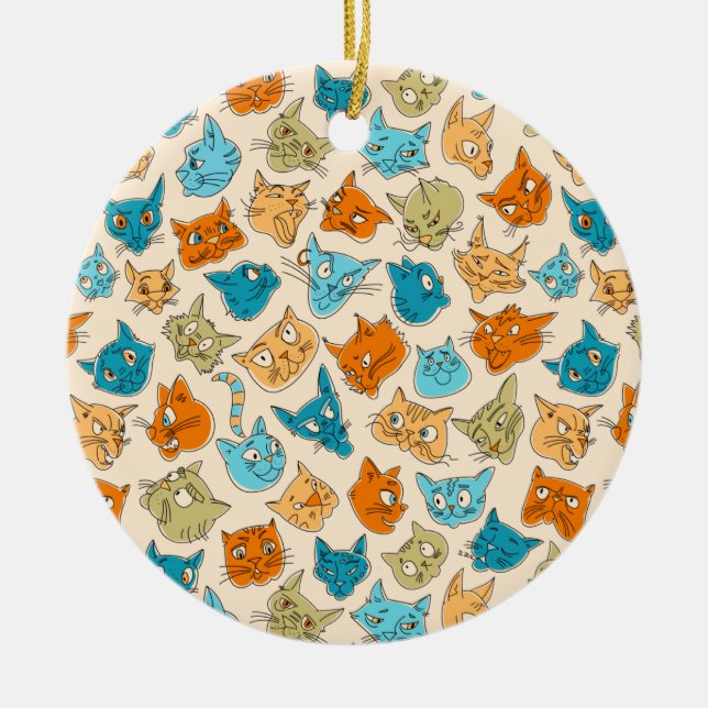 40 cat faces and one tail ceramic tree decoration (Front)