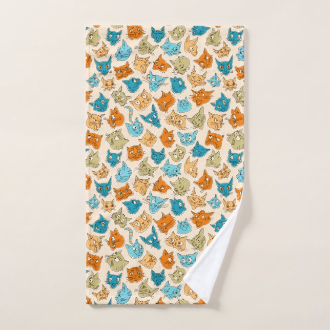 40 cat faces and one tail hand towel (Hand Towel)