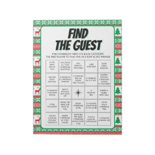40 Christmas Find the Guest Bingo Games Notepad