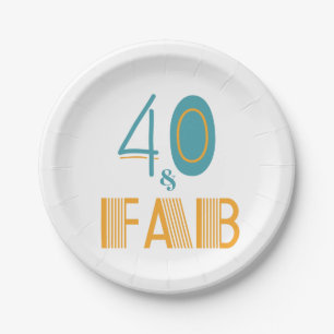 40 & Fab Modern Birthday Paper Plate