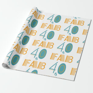 40 & Fab Modern Birthday Wrapping Paper