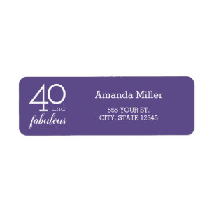 40 & Fabulous 40th Birthday Violet Address Labels