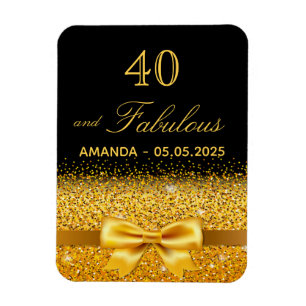 40 fabulous birthday black gold save the date magnet