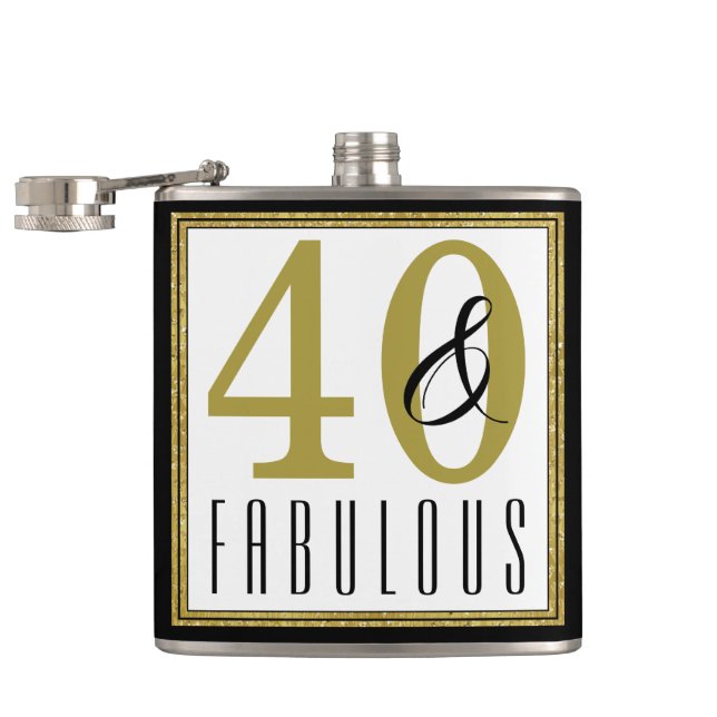 40 & Fabulous Birthday Celebration Hip Flask (Opened)