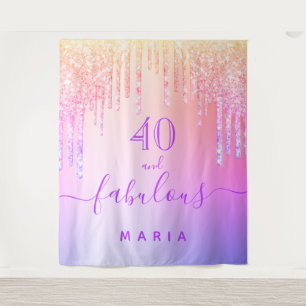 40 fabulous birthday glitter gold purple tapestry