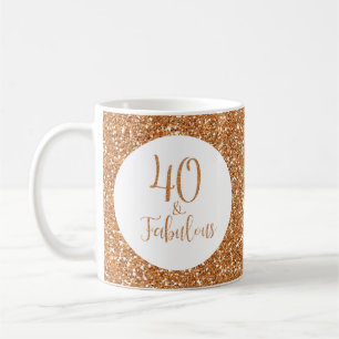 40 & Fabulous Birthday Gold Glitter Coffee Mug