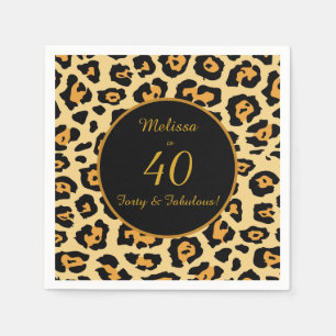 40 & Fabulous Birthday Leopard Print Cocktail Napkin