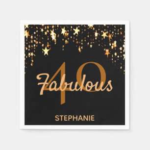 40 fabulous birthday party black golden stars napkin
