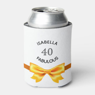 40 fabulous birthday party gold bow white can cooler