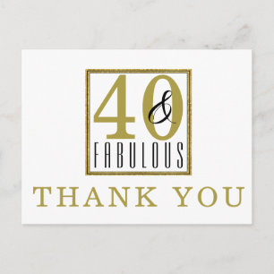 40 & Fabulous Birthday Party Thank You Postcard