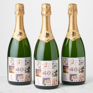 40 fabulous birthday photo collage rose gold sparkling wine label