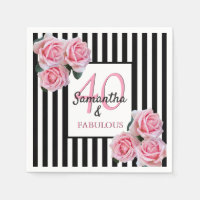 40 fabulous birthday pink black white stripes