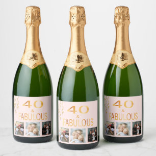40 fabulous birthday rose gold photo sparkling wine label
