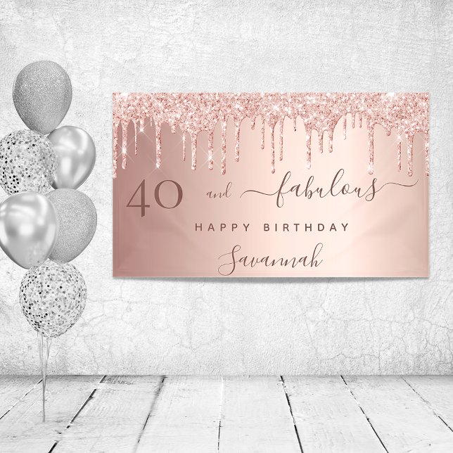 40 Fabulous birthday rose gold pink drips Banner (Creator Uploaded)