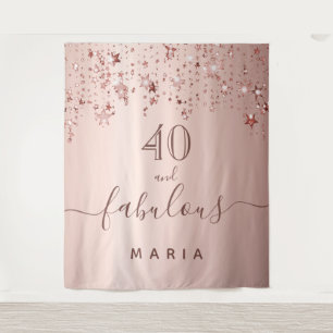 40 fabulous birthday stars rose gold sparkle glam tapestry
