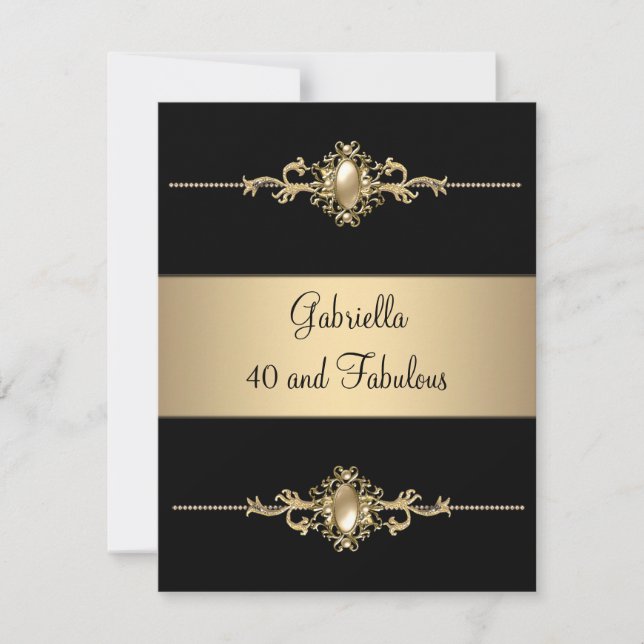 40 & Fabulous Black Coffee Trim Birthday Party Invitation (Front)