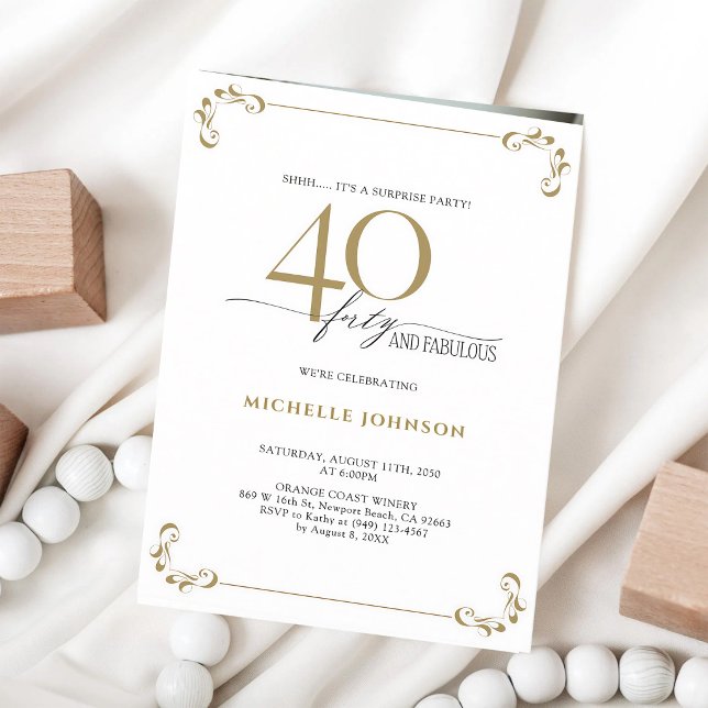 40 & Fabulous Black Gold Calligraphy Invitation (Creator Uploaded)