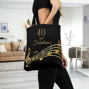 40 fabulous black gold music notes tote bag