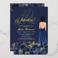 40 & Fabulous Elegant Blue & Gold Birthday Real