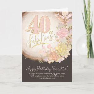 40 & Fabulous Floral Photo Personalized Birthday Card