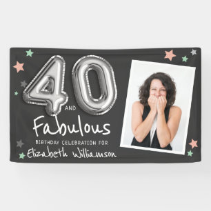 40 & Fabulous Foil Balloon Stars Photo Birthday Banner