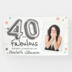 40 & Fabulous Foil Balloon Stars Photo Birthday Banner