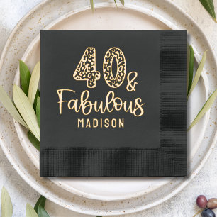 40 & Fabulous Fortieth Birthday Personalised Name Foil Napkins