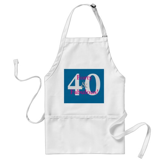 40 & Fabulous! Fun Custom Birthday Blue & Hot Pink Standard Apron