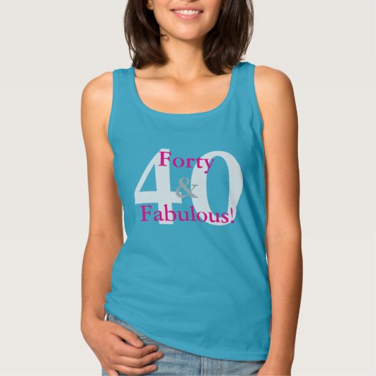 40 & Fabulous! Fun Custom Birthday Blue & Hot Pink Tank Top