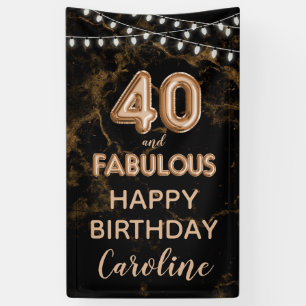 40 & Fabulous Gold & Black Birthday Vertical Banner