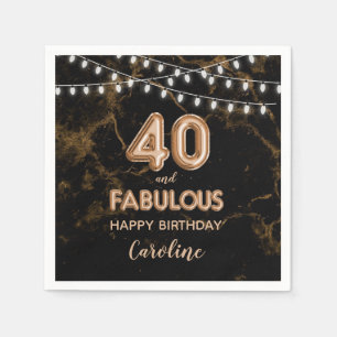 40 & Fabulous Gold Foil Balloons & String Lights Napkin