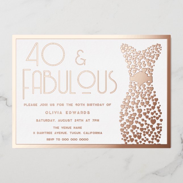 40 & Fabulous Gold Gown Retro 40th Birthday (Front)