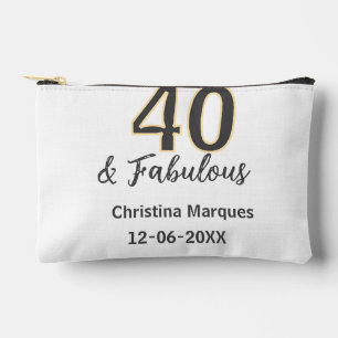 40 & fabulous gray yellow birthday calligraphy accessory pouch