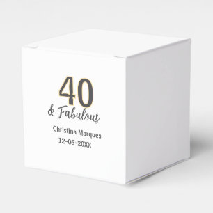 40 & fabulous gray yellow birthday calligraphy favour box