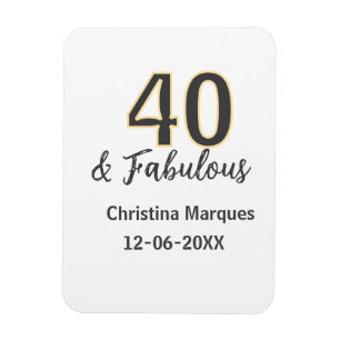 40 & fabulous gray yellow birthday calligraphy magnet