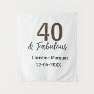 40 & fabulous gray yellow birthday calligraphy tapestry
