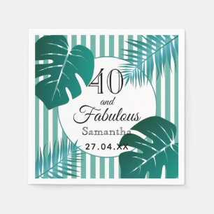 40 fabulous greenery foliage white stripes name napkin