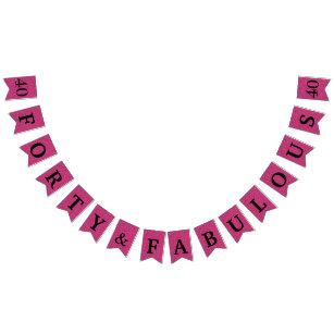 40 Fabulous Hot Pink Glitter Black Bunting