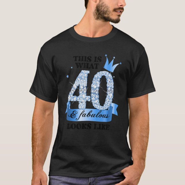 40 & Fabulous I Blue White Party Group Candid Phot T-Shirt (Front)